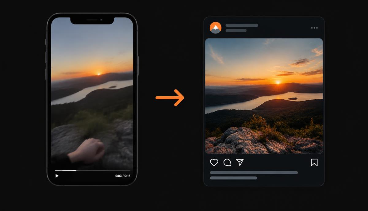 A rough handheld phone video on the left and a polished branded social post on the right